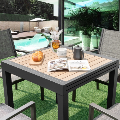Gymax 31.5''-63'' Extendable Patio Table L-shaped Brace Included for Fixation Outdoor