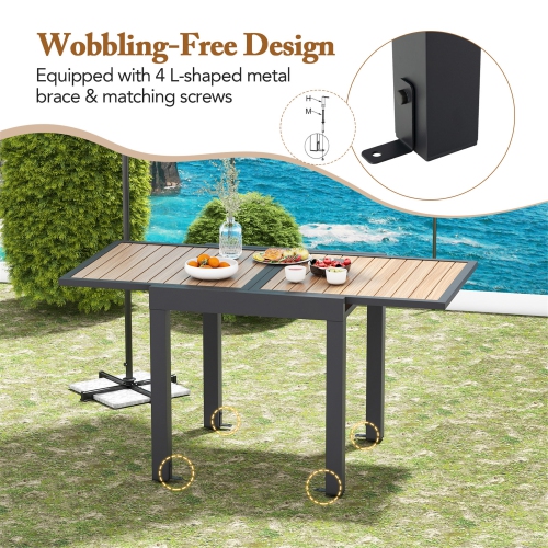 Gymax 31.5''-63'' Extendable Patio Table L-shaped Brace Included for Fixation Outdoor