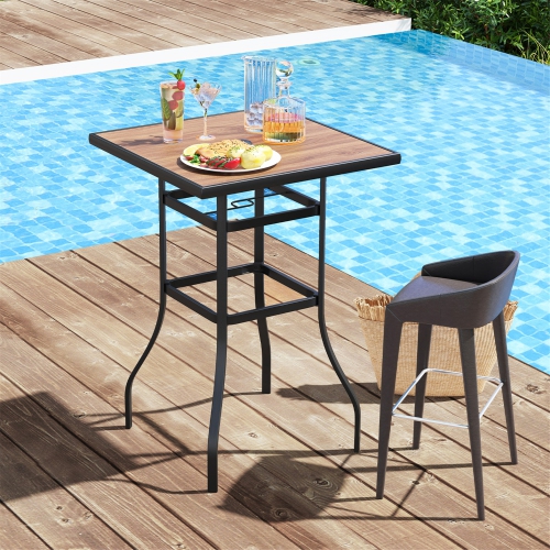 Gymax 27.5 Inches Patio Bar Table 1.5'' Umbrella Hole Metal Frame for Garden Outdoor
