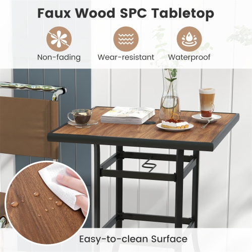 Gymax 27.5 Inches Patio Bar Table 1.5'' Umbrella Hole Metal Frame for Garden Outdoor