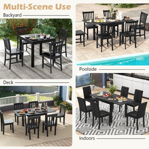 Gymax Patio Expandable Dining Table 31.5''-63'' Adjustable Rectangular All Weather Table