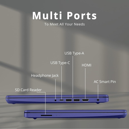 HP Stream 14" HD BrightView Laptop, Intel Celeron N4000, 64GB SSD, 8GB RAM, Intel HD Graphics, 720p Webcam, 1 Year Office 365, Blue, Win 11S, 32GB
