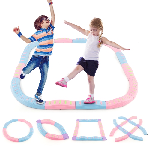 Gymax Colored Balance Beams for Kids w/ Non-slip Textured Surface Bottom Pad Multicolor
