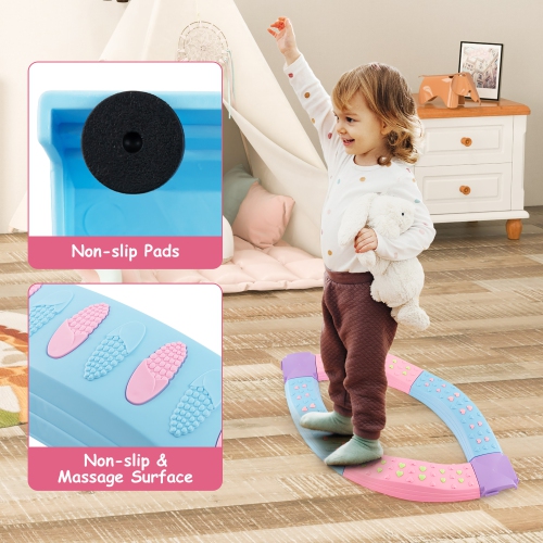 Gymax Colored Balance Beams for Kids w/ Non-slip Textured Surface Bottom Pad Multicolor