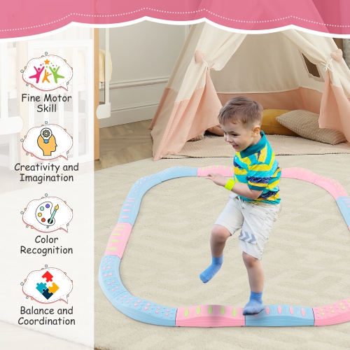 Gymax Colored Balance Beams for Kids w/ Non-slip Textured Surface Bottom Pad Multicolor