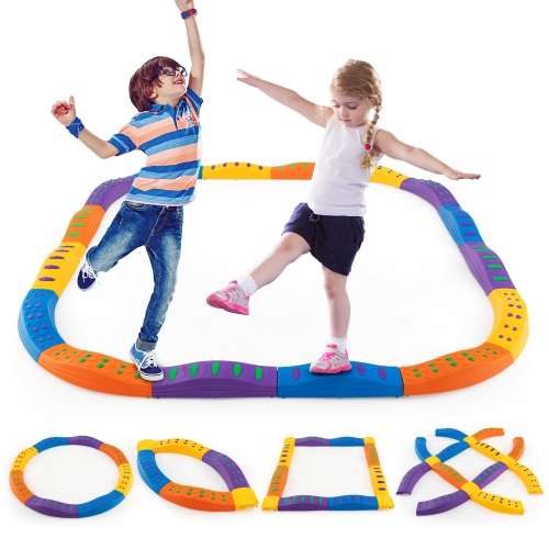 Gymax Colored Balance Beams for Kids w/ Non-slip Textured Surface Bottom Pad