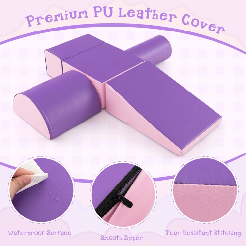 Gymax 5 PCS Kids Climb & Crawl Activity Playset Soft Foam Block Toddler Play Structure