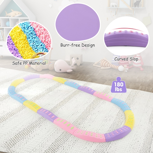 Gymax Balance Beams for Kids w/ Non-slip Textured Surface Bottom Pad Multicolor