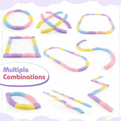 Gymax Balance Beams for Kids w/ Non-slip Textured Surface Bottom Pad Multicolor