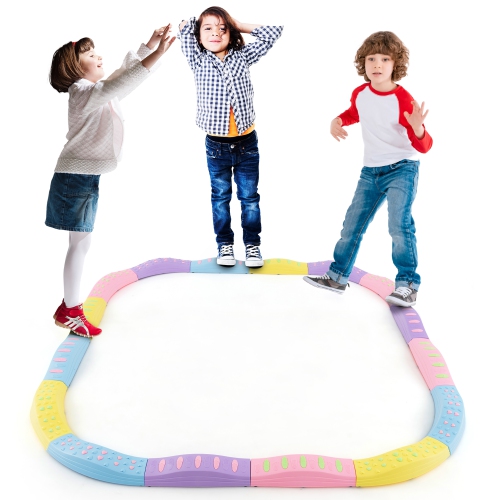 Gymax Balance Beams for Kids w/ Non-slip Textured Surface Bottom Pad Multicolor