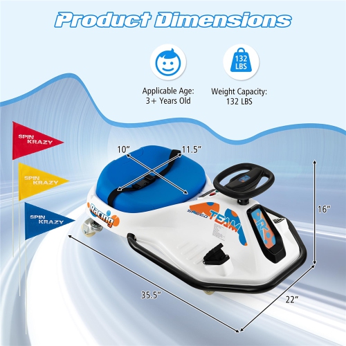 Gymax Electric Drifting Go Kart for Kids w/ 360° Spin Wireless Connection & USB Radio