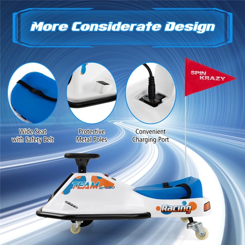 Gymax Electric Drifting Go Kart for Kids w/ 360° Spin Wireless Connection & USB Radio