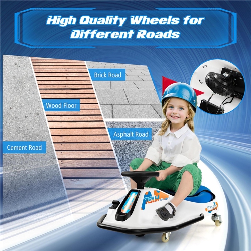 Gymax Electric Drifting Go Kart for Kids w/ 360° Spin Wireless Connection & USB Radio
