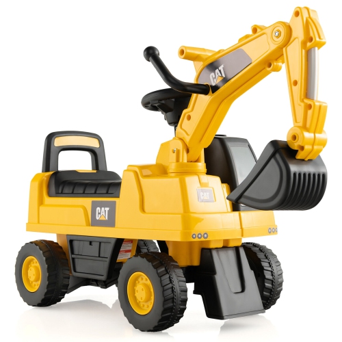 Gymax Licensed Caterpillar Kids Ride-On Digger Excavator Toy w/ Rotatable Digging Bucket & Hidden Storage