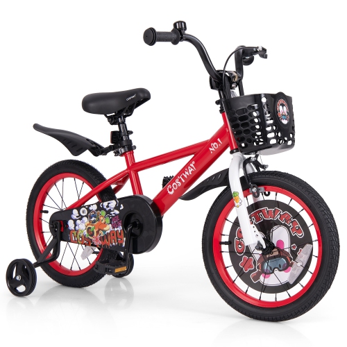 Gymax 16'' Kid's Bike for 4-7 w/ Height-Adjustable Handlebar & Saddle Handbrake