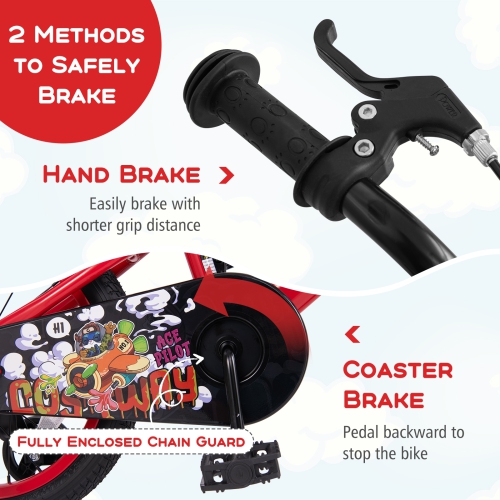 Gymax 16'' Kid's Bike for 4-7 w/ Height-Adjustable Handlebar & Saddle Handbrake