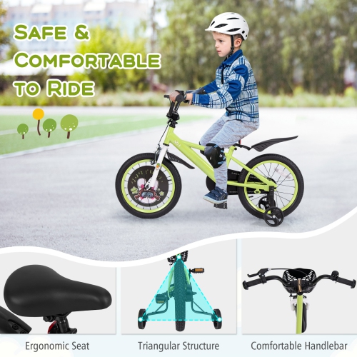 Gymax 16'' Kid's Bike for 4-7 w/ Height-Adjustable Handlebar & Saddle Handbrake