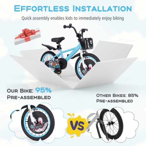 Gymax 16'' Kid's Bike for 4-7 w/ Height-Adjustable Handlebar & Saddle Handbrake