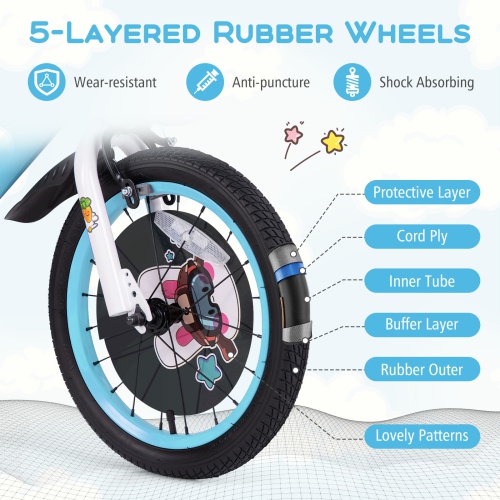 Gymax 16'' Kid's Bike for 4-7 w/ Height-Adjustable Handlebar & Saddle Handbrake