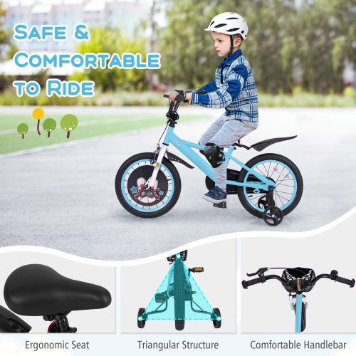 Gymax 16'' Kid's Bike for 4-7 w/ Height-Adjustable Handlebar & Saddle Handbrake