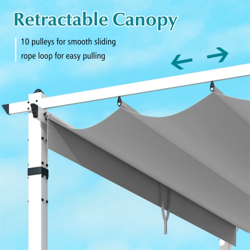 Gymax 12' x 10' Outdoor Pergola w/ Retractable Canopy Aluminum Frame Anchors Patio