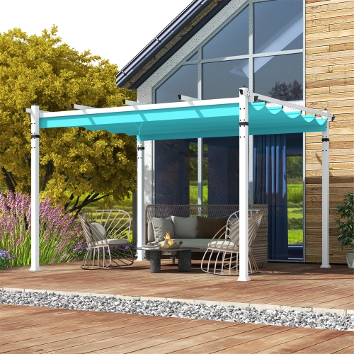 Gymax 12' x 10' Outdoor Pergola w/ Retractable Canopy Aluminum Frame Anchors Patio