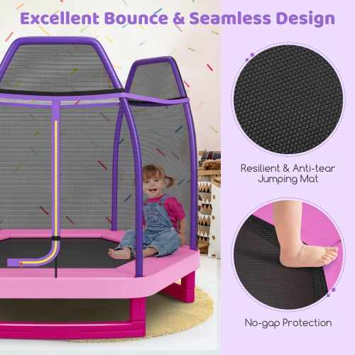 Costway 7FT Kids Trampoline Outdoor Indoor Recreational Bounce Jumper