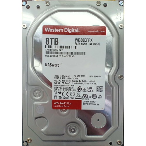 Western Digital 8TB WD Red Plus NAS Internal Hard Drive HDD - 5640 RPM, SATA 6 Gb/s, CMR, 256 MB Cache, 3.5" - WD80EFPX