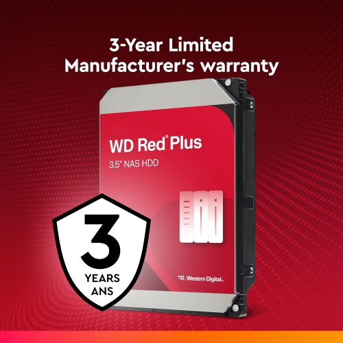 Western Digital 8TB WD Red Plus NAS Internal Hard Drive HDD - 5640 RPM, SATA 6 Gb/s, CMR, 256 MB Cache, 3.5" - WD80EFPX