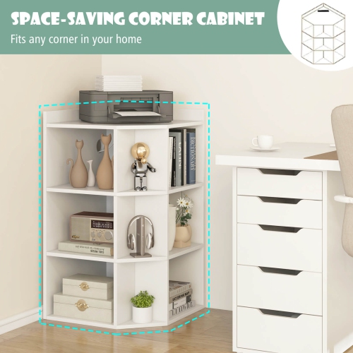 Costway 3-Tier Kids Corner Toy Storage Organizer with USB Ports and Outlets 9 Cubbies