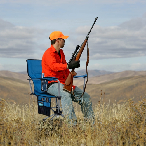 Goplus 360° Swivel Hunting Chair with Mesh Cup Holder & Storage Pockets Cozy Backrest