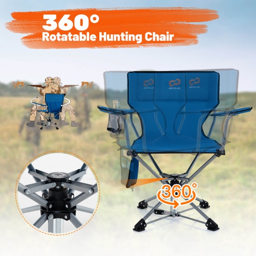 Goplus 360° Swivel Hunting Chair with Mesh Cup Holder & Storage Pockets Cozy Backrest