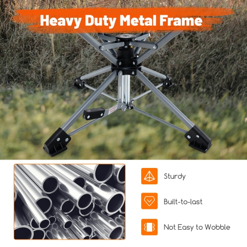 Goplus 360° Swivel Hunting Chair with Mesh Cup Holder & Storage Pockets Cozy Backrest