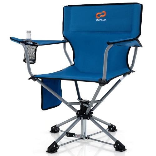 Goplus 360° Swivel Hunting Chair with Mesh Cup Holder & Storage Pockets Cozy Backrest