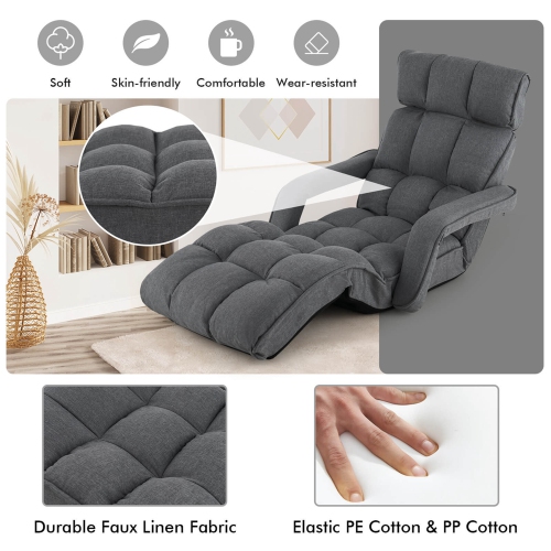 Chaise de plancher réglable à 6 positions de Costway pour adultes sofa pliable Lazy pour le salon