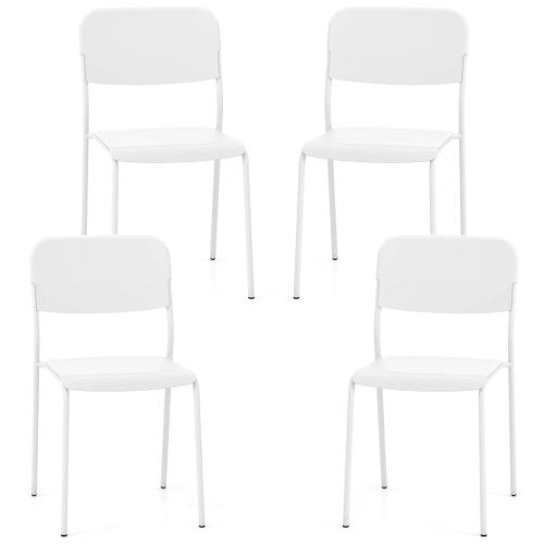 Costway Modern Dining Chairs Set of 4 with Tilted Backrest & Sturdy Metal Legs Plastic