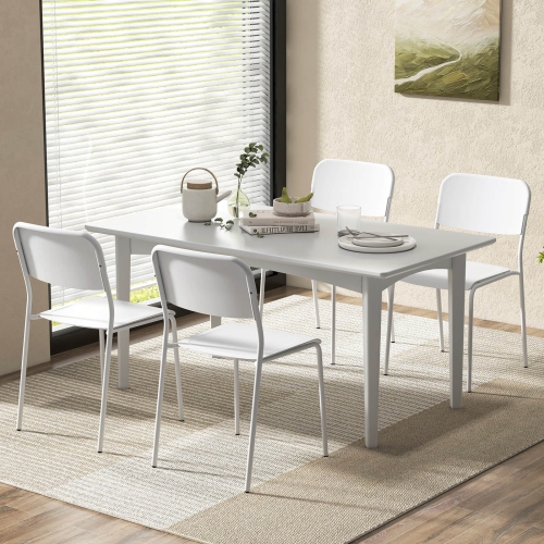 Costway Modern Dining Chairs Set of 4 with Tilted Backrest & Sturdy Metal Legs Plastic