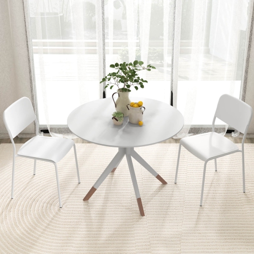 Costway Modern Dining Chairs Set of 4 with Tilted Backrest & Sturdy Metal Legs Plastic