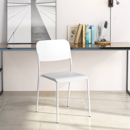 Costway Modern Dining Chairs Set of 4 with Tilted Backrest & Sturdy Metal Legs Plastic