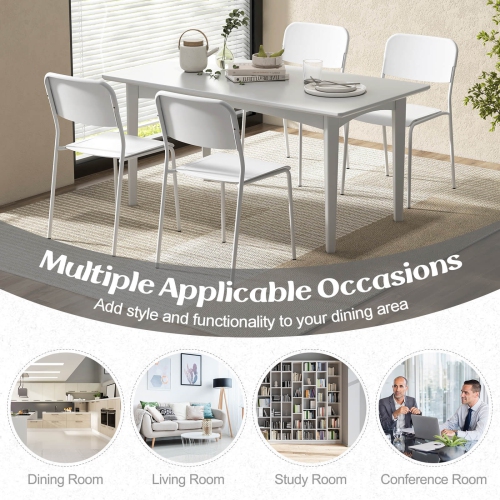 Costway Modern Dining Chairs Set of 4 with Tilted Backrest & Sturdy Metal Legs Plastic