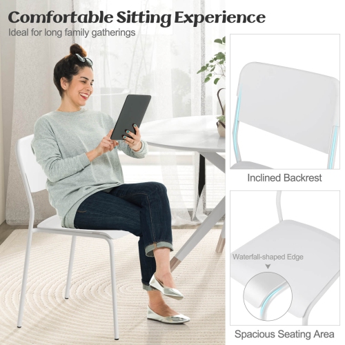 Costway Modern Dining Chairs Set of 4 with Tilted Backrest & Sturdy Metal Legs Plastic