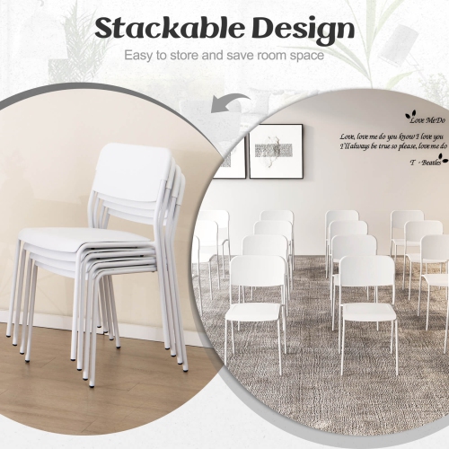 Costway Modern Dining Chairs Set of 4 with Tilted Backrest & Sturdy Metal Legs Plastic