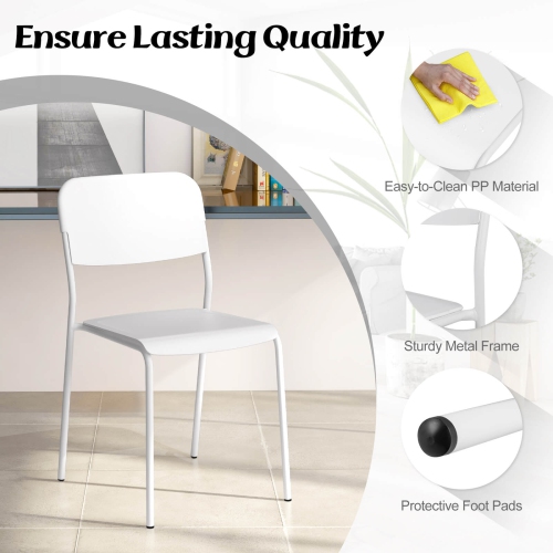 Costway Modern Dining Chairs Set of 4 with Tilted Backrest & Sturdy Metal Legs Plastic