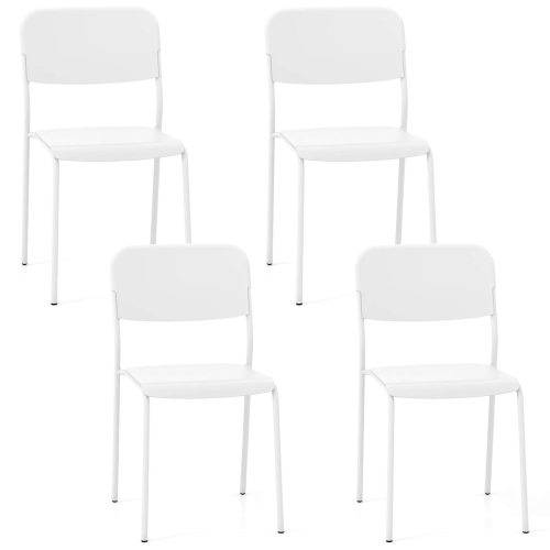Costway Modern Dining Chairs Set of 4 with Tilted Backrest & Sturdy Metal Legs Plastic