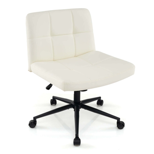 COSTWAY  Criss Cross Chair With Wheels Oversized U-Shaped Seat Wheels for Home Office