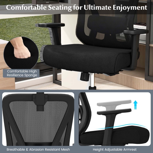 Costway Ergonomic Office Chair with Adjustable Lumbar Support Tilting Function Headrest
