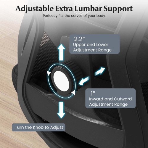 Costway Ergonomic Office Chair with Adjustable Lumbar Support Tilting Function Headrest