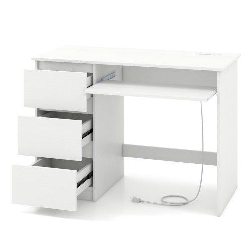 Bureau d'ordinateur de Costway avec plateau pour clavier et 3 grands tiroirs de type C et ports USB