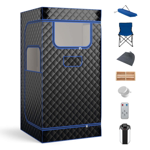 Image 1 of 10.. Costway Portable Steam Sauna for Home Full Body Sauna Box with 3L Steam Generator