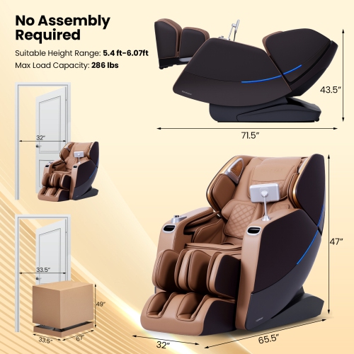 Costway SL Track 4D Full Body Massage Chair with Waist & Calves Heating Foot Rollers